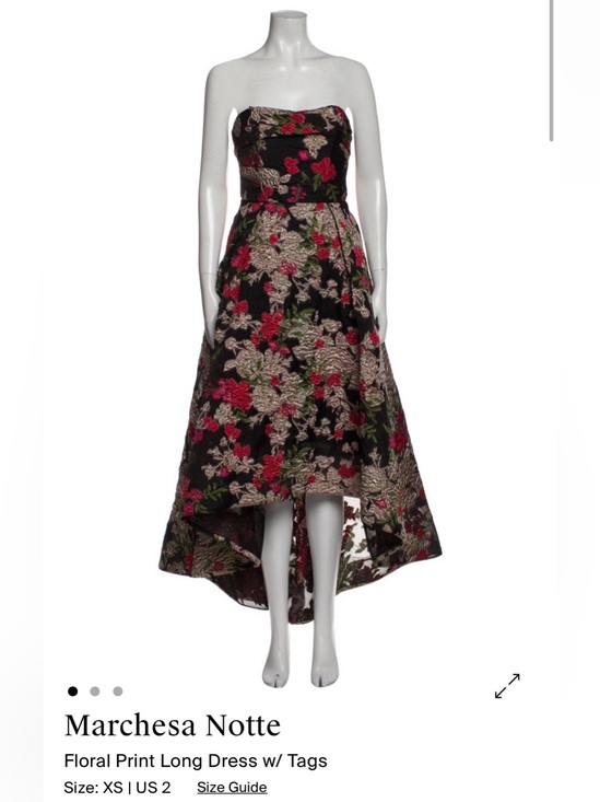 Marchesa Notte Dresses & Skirts - Marchesa Notte Jacquard Embroidered Black High-Low strapless dress size 2